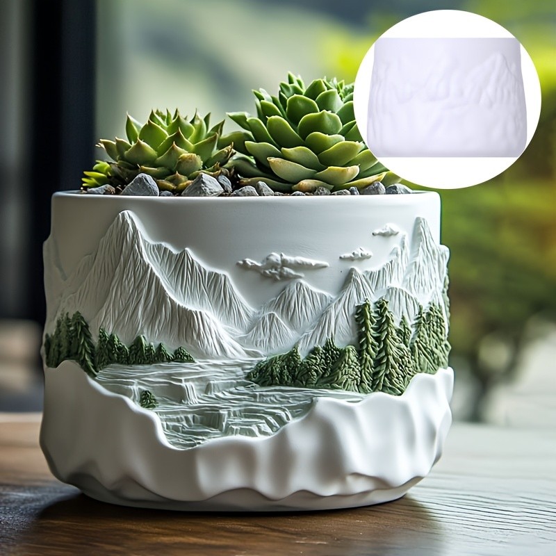 

Mountain relief succulent plant flowerpot resin silicone mold mountain stream flowing water storage box candle cup gypsum molds
