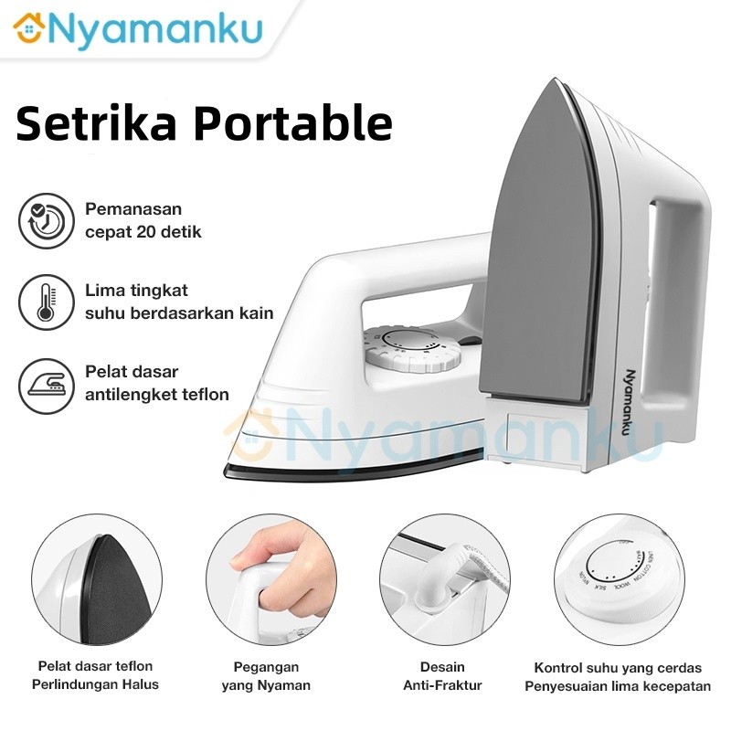 【Ready Stock】Setrikaan Portabel Iron Setrika Lipat Traveling Setrika Listrik Mini Iron Foldable-500W