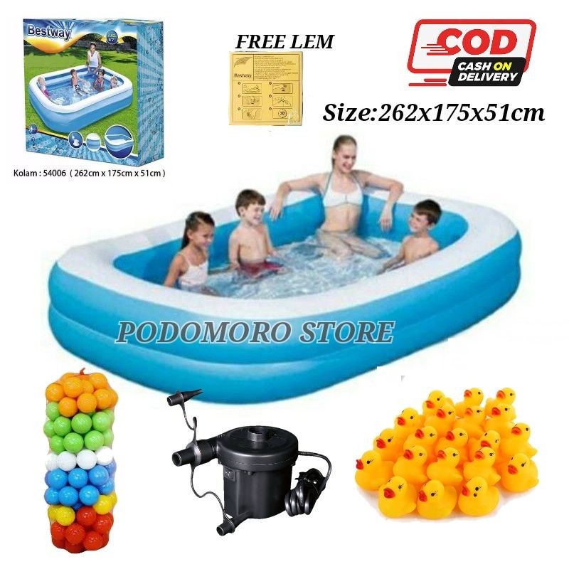 KOLAM RENANG ANAK JUMBO BESTWAY 54006 262CM / KOLAM RENANG ANAK BESAR