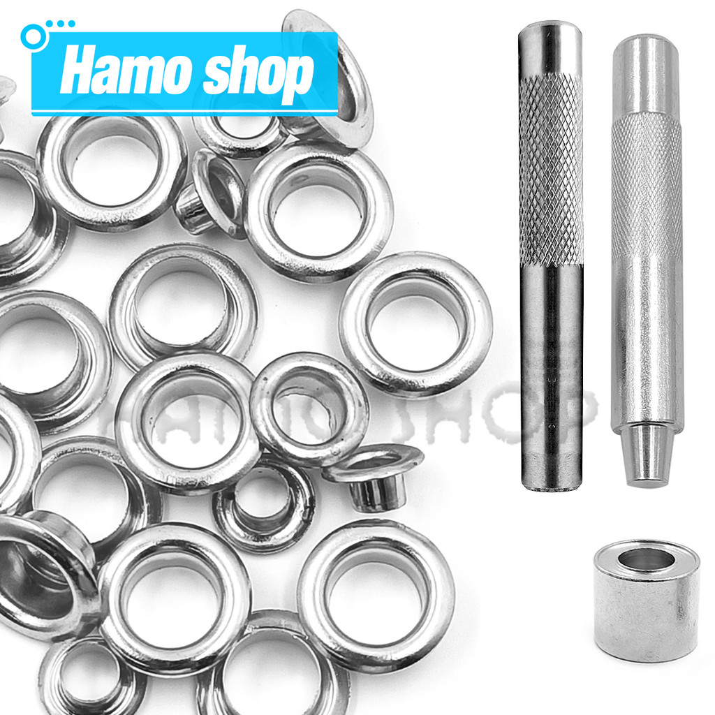 

50set Silver Colors Metal Eyelet Grommets With Eyelet Punch Die Tool Set For DIY Leathercraft Clothing Accessories Shoes Belt