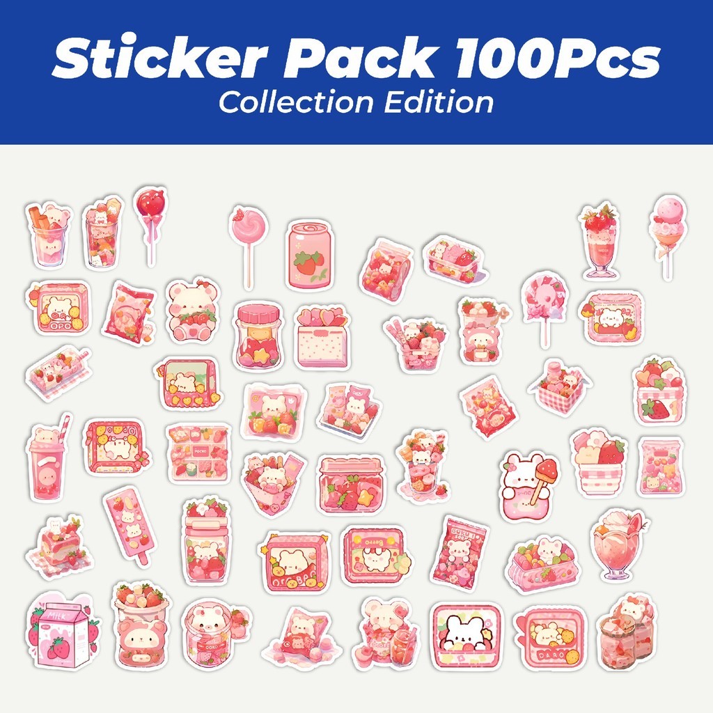 

Hot Stiker Snack Pink [Cemilan Warna Pink] Lucu Anti Air Stikers Berperekat Waterproof Sticker Decal Buat Motor Helm Buku Journal Koper Casing HP Laptop Botol Minum