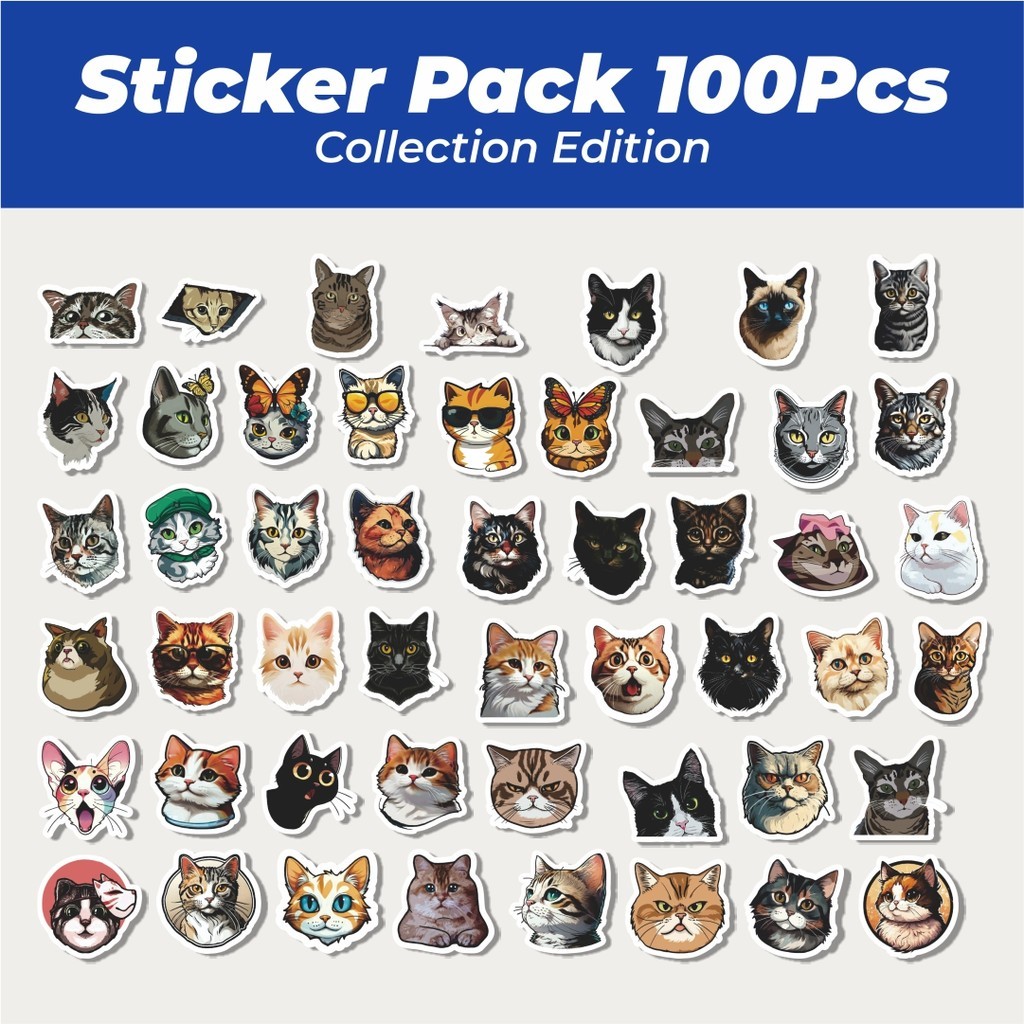 

Hot Stiker Cat/Kucing Kawaii V3 Lucu Anti Air Stikers Berperekat Waterproof Sticker Decal Buat Motor Helm Buku Journal Koper Casing HP Laptop Botol Minum