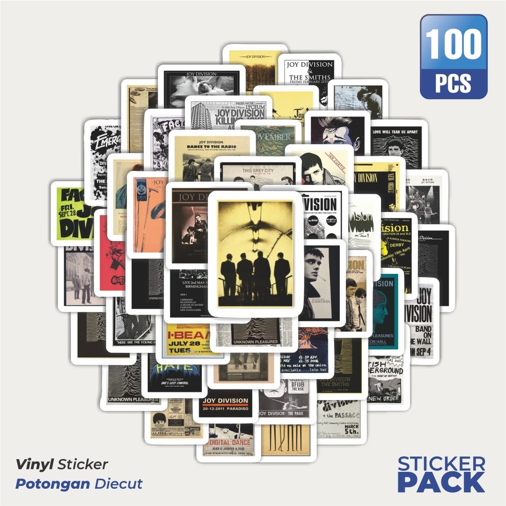 

100 PCS STIKER Vintage Poster Division Joy Happy Waterproof Aesthetic- Untuk Laptop, Motor, dan Helm - Paper Stationery Pack
