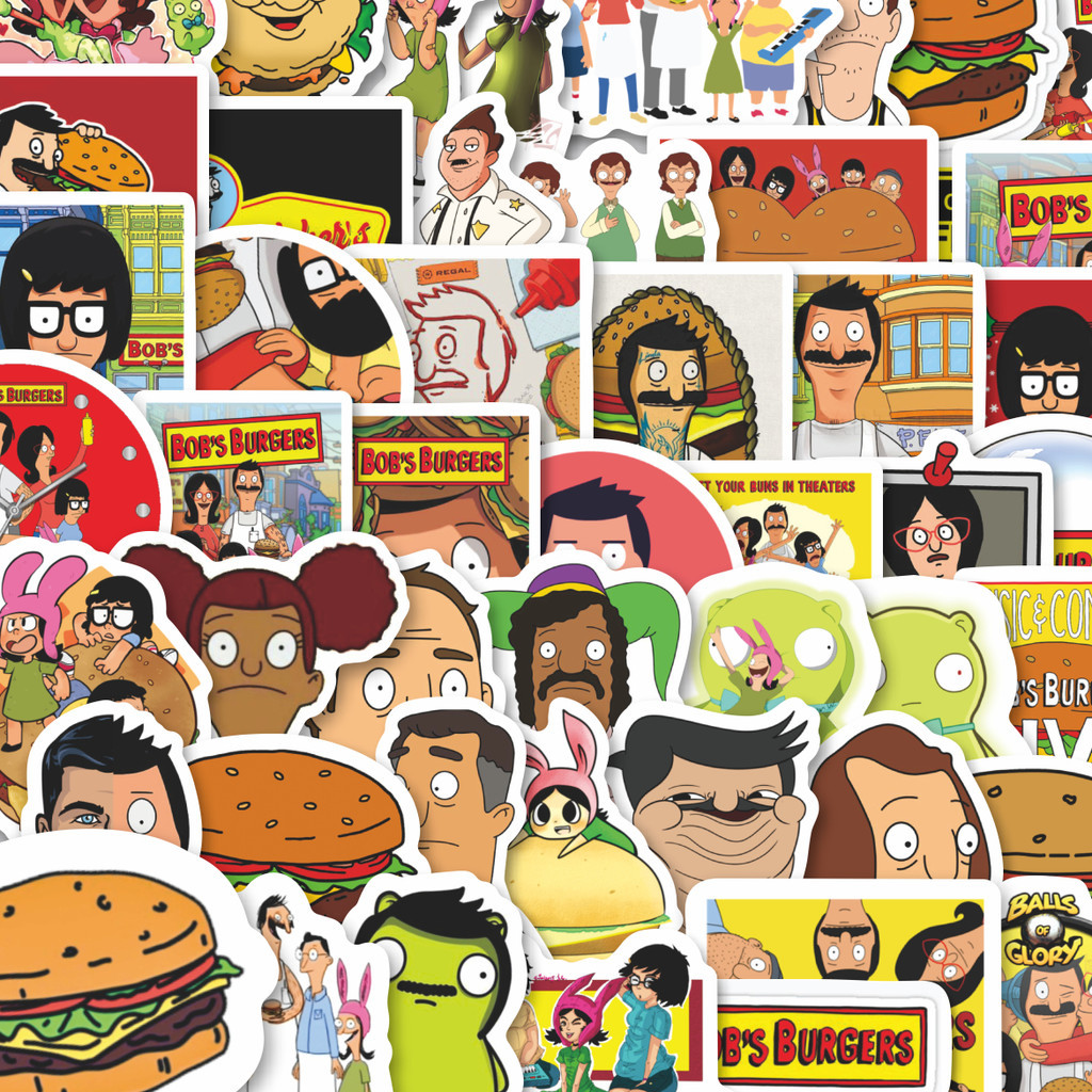 

100PCS Lucu Stiker Kartun Bob Burgers Stiker Aesthetic Stiker Anti Air Stikers Berperekat Waterproof sticker decal buat Motor Helm Buku Journal Koper Casing HP Laptop Botol Minum Hadiah anak