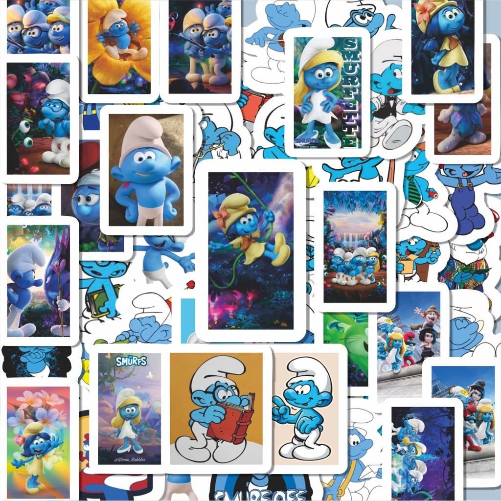 

100PCS Lucu Stiker Kartun The Smurf Stiker Aesthetic Stiker Anti Air Stikers Berperekat Waterproof sticker decal buat Motor Helm Buku Journal Koper Casing HP Laptop Botol Minum Hadiah anak