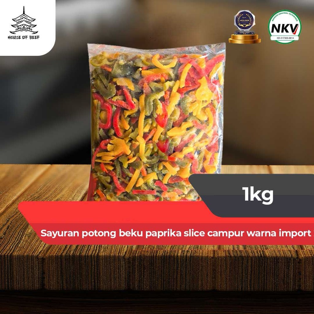 

Sayuran potong beku paprika slice campur warna import 1kg