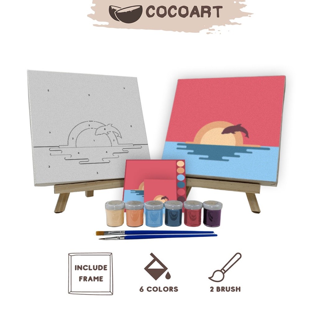 

COD Paint By Number Kit [ Dolphin & Sunset ] - Cocoart.id I Kanvas 20 x 20 cm