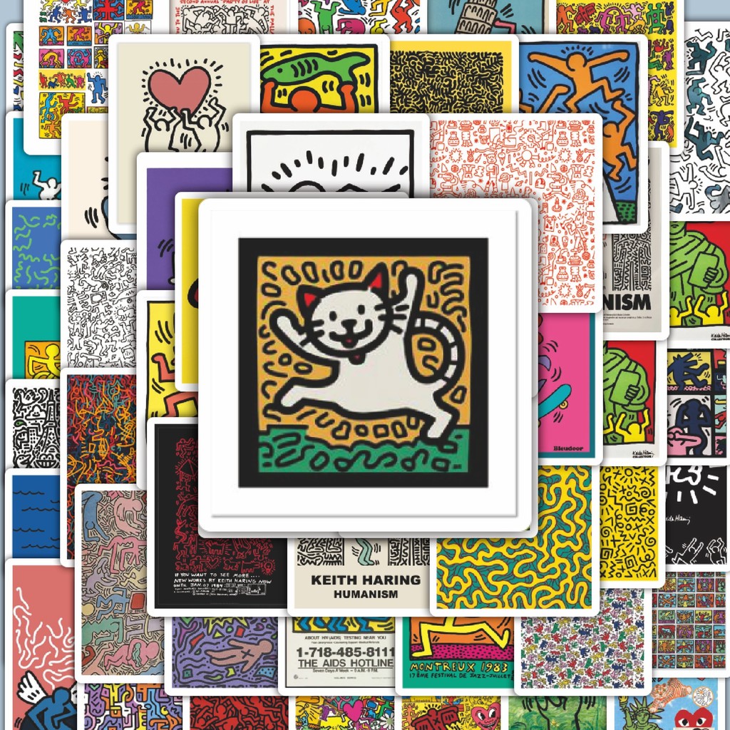 

100PCS Lucu Stiker Lukisan Keith Haring Stiker Aesthetic Stiker Anti Air Stikers Berperekat Waterproof sticker decal buat Motor Helm Buku Journal Koper Casing HP Laptop Botol Minum Hadiah anak
