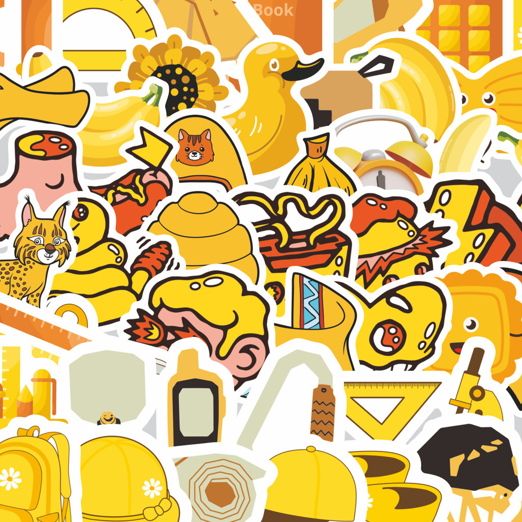 

Stiker Cutting Pack Stiker Object Warna Kuning Isi 100Pcs Series Aesthetic Lucu Keren Untuk Koper Bahan Vynil