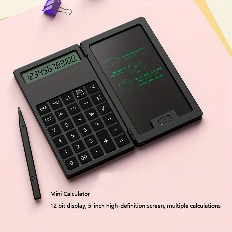 

1pc calculator 5.0 inch with button cell tablet learning business office portable folding LCD tablet calculator function science