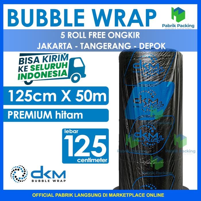 

BUBBLE WRAP ROLL DKM PLUS HITAM PREMIUM SIZE 125 CM x 50 M [terlaris]
