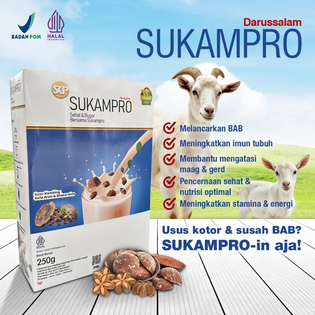 

New SUKAMPRO SUSU KAMBING PROBIOTIK ORIGINAL 250 Gr Pembersih ususPremium