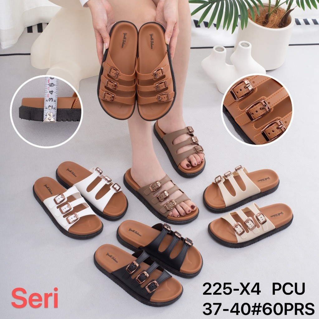 Sandal Wanita Flat Jelly Karet Tali 3 Polos Premium Nyaman Dipakai – Sandal Rumah / Outdoor Import 2