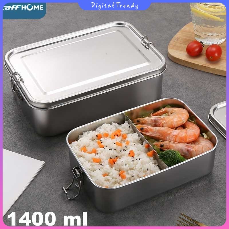 TaffHOME Kotak Makan Lunch Box Stainless Steel 2 Grid 1400ml - UP-14