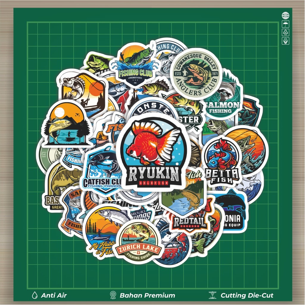 

HOT 50 PCS STIKER Stiker Logo Fishing [Memancing] Stiker Fashion Cars Decal Dingin Kartu Album Custom Vinyl Anti Air- Sticker Aesthetic Buku Journal Koper Casing HP Tablet Laptop Helm Motor Botol Minum