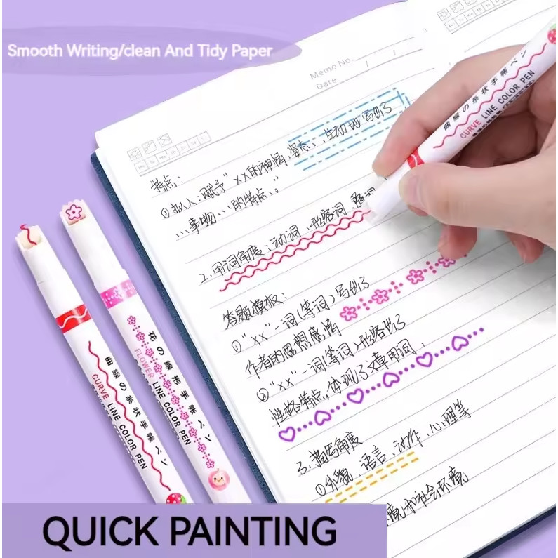 

6PCS Pena Spidol Renda Flower Line Shape Highlighter Pen DM70068 quality