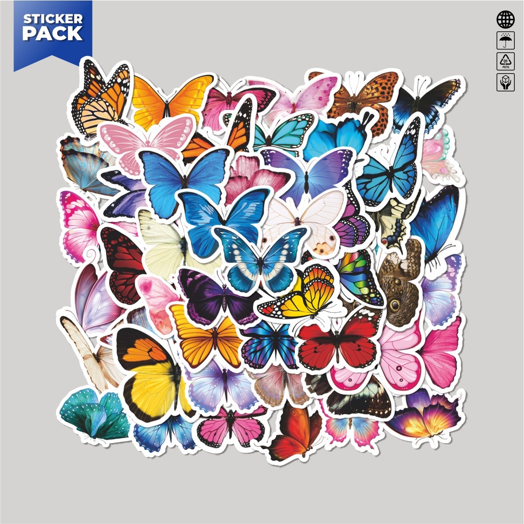 

[100PCS]Stiker Pack Stiker Watercolor Butterfly Series [Seri Kupu-Kupu Cat Air ]Aesthetic Vinyl Anti Air Dekorasi Sticker Laptop Buku Journal Koper Helm Casing HP Gitar Helm Skateboard