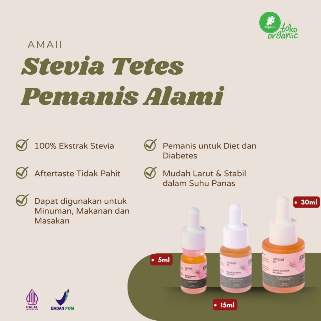 

Amaii Natural Sweetener Stevia, Stevia Tetes, Pemanis Stevia Organic, Stevia Pengganti Gula, Pemanis untuk Diabetes, Alternatif Pemanis untuk Diet Stevia, Stevia Pemanis 0 Kalori, Stevia untuk Kesehatan | Gula Stevia