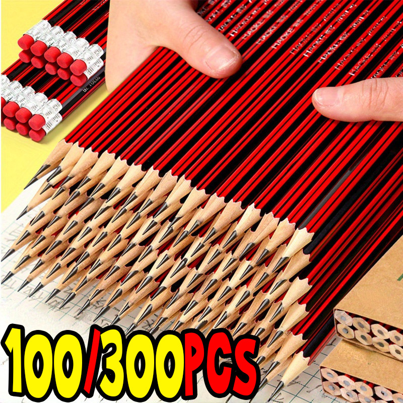 

100/300pcs High-Quality Hb Pencils With Eraser For Students Writing Drawing Sketching Smooth Office Study Stationery Supplies