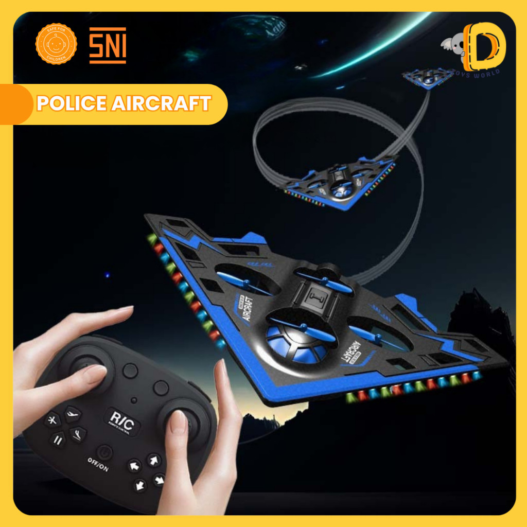 DREAM TOYS ZONE Mainan Pesawat Terbang Remote Control LED - Pesawat Mainan Police Airplane Foam RC
