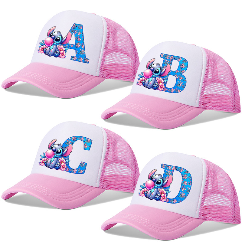 

Stitch Disney Boys Girls Child Baseball Caps Cartoon Letters Summer Breathable Mesh Hat Cute Anime Sunbonnet Headgear Kids Gifts