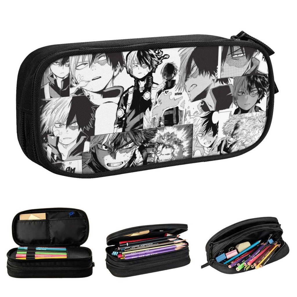 

Todoroki Shoto Pencil Cases My Hero Academia Anime Manga Pen Bags for Student Large Storage Office Zipper Pencilcases