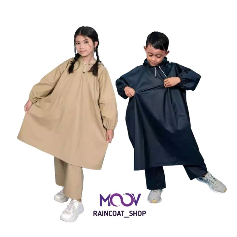 JAS HUJAN ANAK USIA 7 TAHUN - 12 TAHUN JAS HUJAN PONCO + CELANA ANAK ANTI REMBES BY MOOVCO