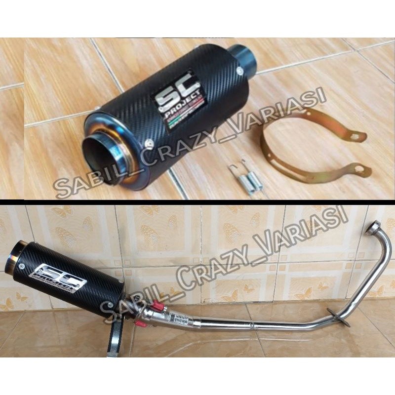 Knalpot Racing SC PROJECT Satriya fu Jupiter MX old/new  KNALPOT RACING SC PROJECT CARBON BLUE