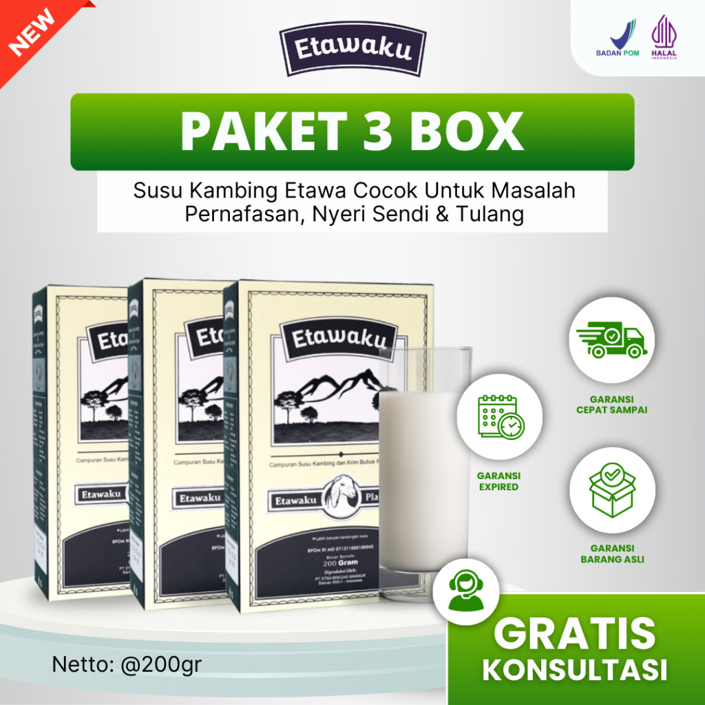 

PAKET 3 BOX Etawaku Platinum - Susu Kambing Etawa Bubuk Original