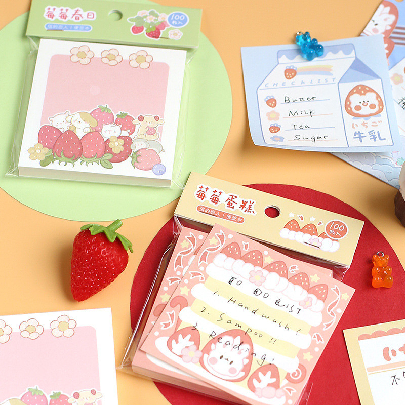

100pcs/lot Memo Pads Sticky Notes cute Vitality Berry Paper diary Scrapbooking Stickers Office School stationery Notepad