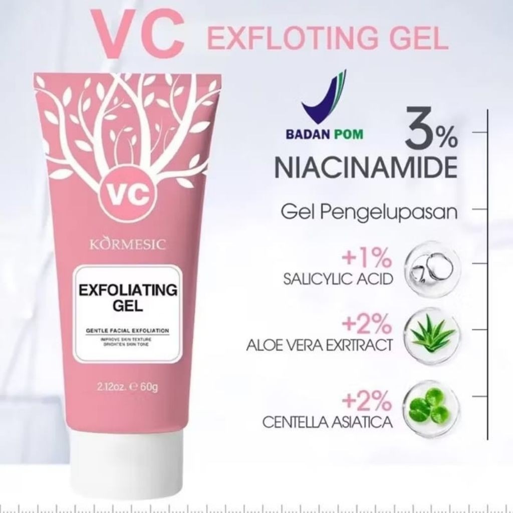 Kormesic BPOM Exfoliating Gel Wajah Pembersih Pori dan Pengangkat Kulit Mati Peeling Gel BPOM