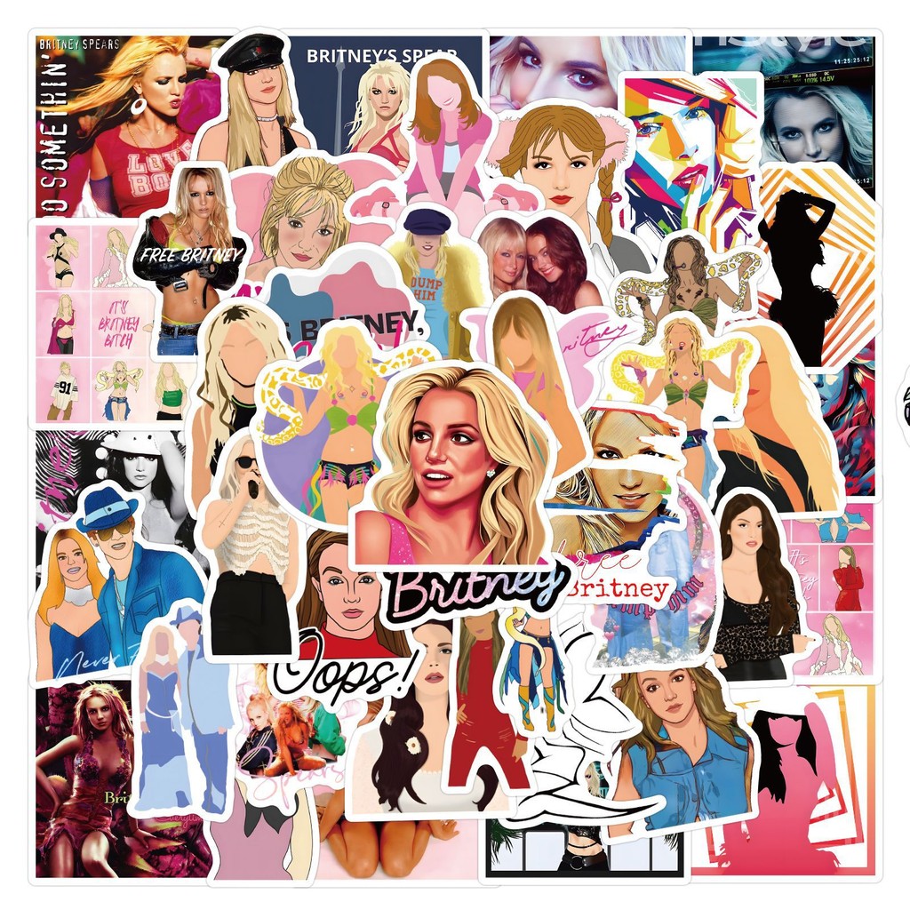 

55Pcs Britney Spears Singer Princess Of Pop Stickers Catoon Waterproof Graffiti Vinyl Decals DIY Phone case Laptop Toy Kid Gifts