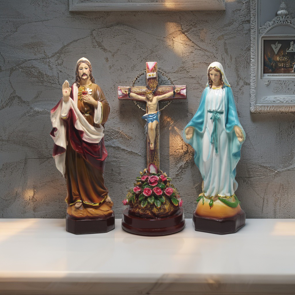 PATUNG BUNDA MARIA DAN YESUS 1 SET / SET DOA KATOLIK / PAKET KLASIK / PAKET DOA ROSARIO / SALIB DUDU