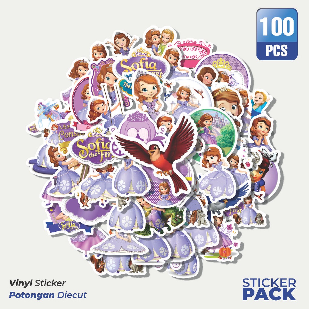 

Super Hemat! 100 PCS Stiker Kartun Princess Sofia The First Waterproof Aesthetic- Untuk Laptop, Motor, dan Helm - Paper Stationery Pack