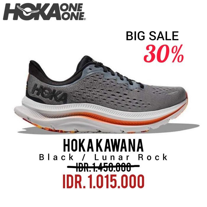 SEPATU RUNNING HOKA KAWANA BLACK / LUNAR ROCK MEN'S 100% ORIGINAL BNIB / SEPATU SNEAKERS PRIA DAN WA