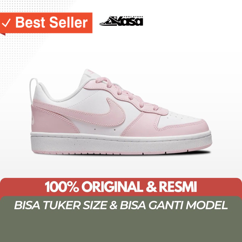 SEPATU 100% ORIGINAL KEREN KEKINIAN / Sepatu Sneakers Wanita Nike Court Borough White Pink FoamTERMU