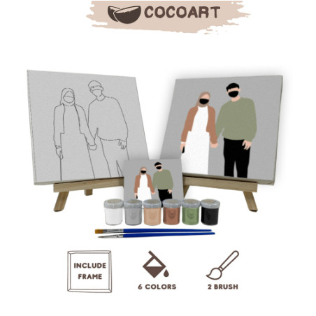 

COD Custom Paint By Number Kit [ Couple ] - Cocoart.id I Kanvas 20 x 20 cm