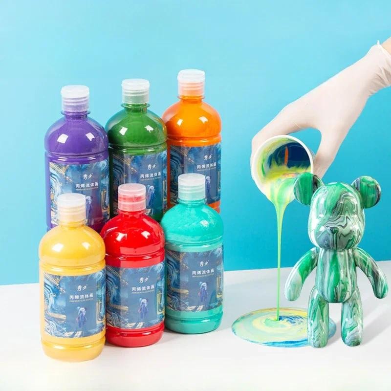

High Gloss Fluid Bear Acrylic Paint DIY Graffiti Hand Painting 100/500ml Waterproof Sunscreen Wall Painting Wood Stone Pigment
