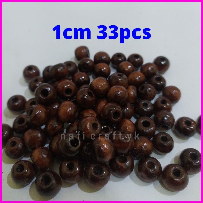 manik kayu bulat 1 cm - manik kayu macrame 1 cm - manik mote kayu - mote manik kayu - monte kayu bul