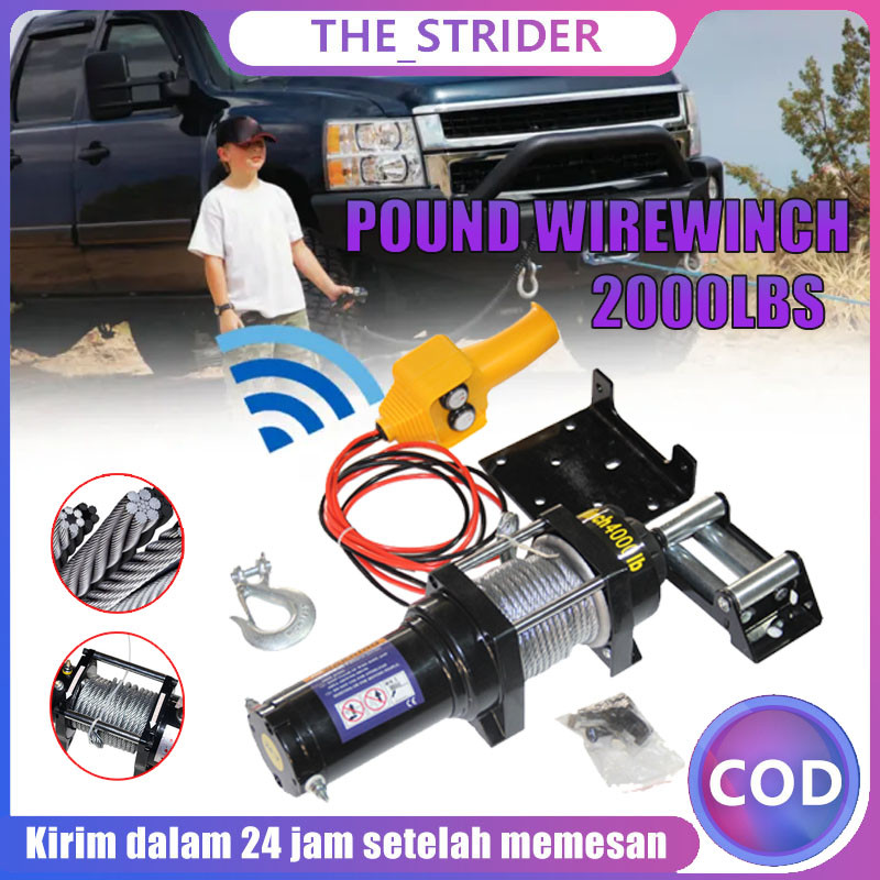 REKOMENDASI <COD>Winch Listrik Tali Kawat Kerekan Listrik 12V 4000LB Katrol Listrik Derek Kecil Yang