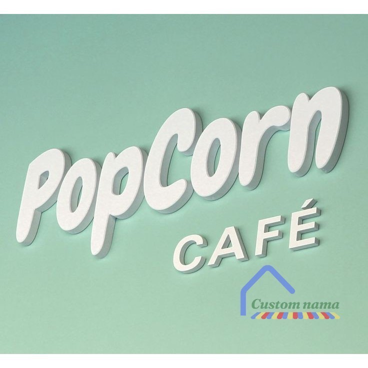 Huruf kayu timbu  NAMA HURUF TIMBUL NYALA NAMA CAFE   KASTEM HURUF DEKOR 4-7 Huruf