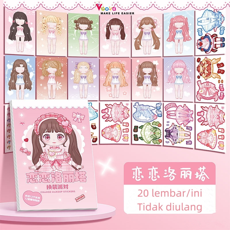 

VOOVA Buku Stiker Anak DIY Ganti Baju Stiker / DIY Buku Stiker Change Makeup Ketrampilan Dekorasi