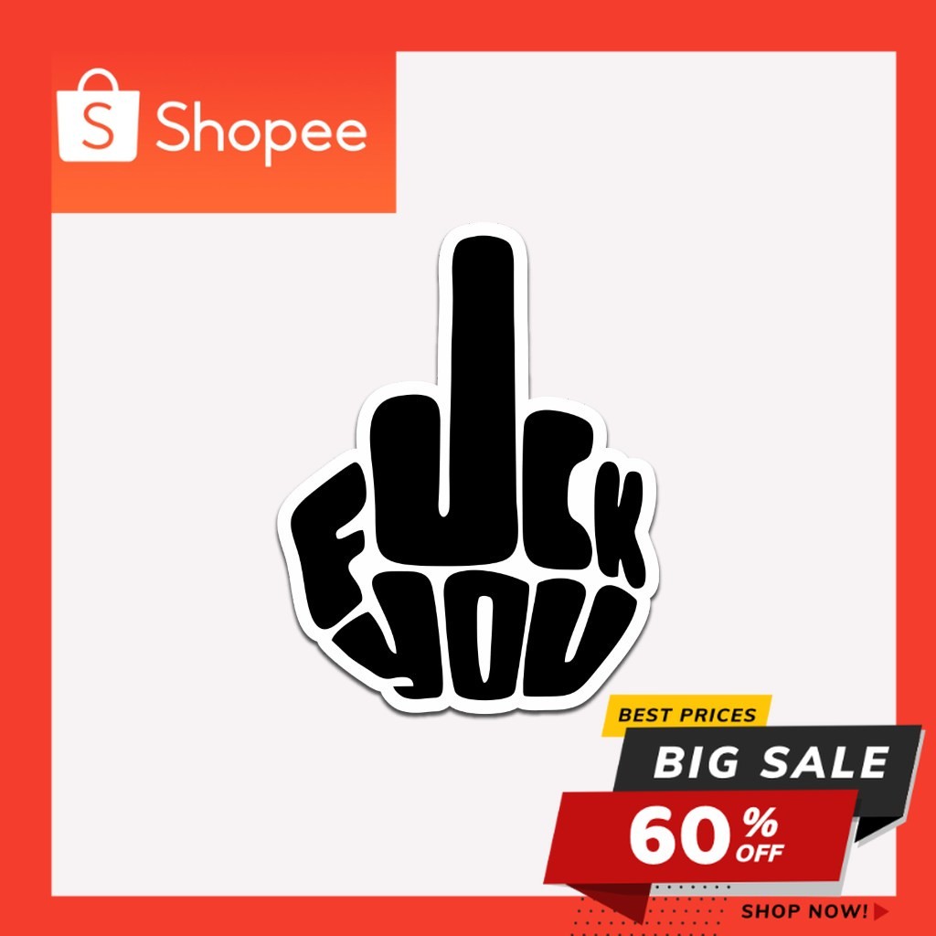 

Stiker Hitam Glossy Meme Middle Finger Sticker Fucek Laptop Notebook Koper Gitar