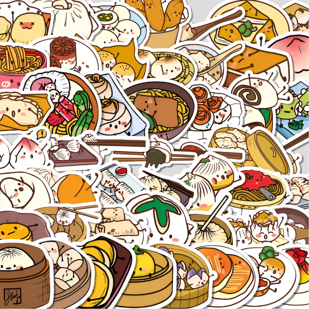 

Stiker Cutting Pack Stiker Chinesee Dimsum Isi 100Pcs Series Aesthetic Lucu Keren Untuk Koper Bahan Vynil