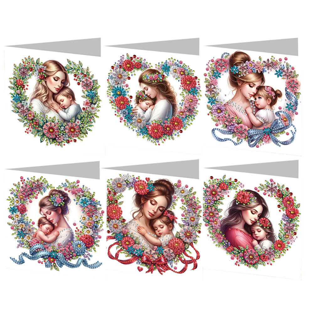 

6pcs DIY Diamond Painting Greeting Card Set Rhinestone Diamond Art Mosaic Postcards Creative Birthday & Thanksgiving Card Kit