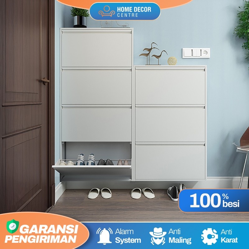 RAK SEPATU BESI 3 TINGKAT LEMARI SEPATU SUSUN TERTUTUP AESTHETIC LEMARI SEPATU TERTUTUP