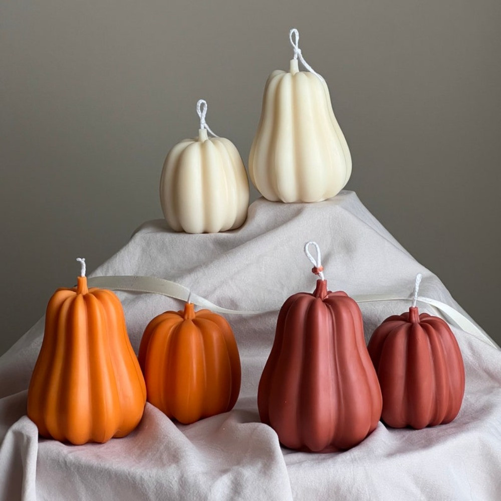 

Pumpkin Scented Candle Silicone Mold 1-2pcs DIY Candle Making Kit Handmade Autumn Theme Plant Resin Halloween Thanksgiving Decor
