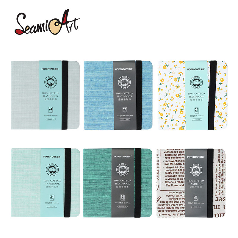 

SeamiArt Potentate Mini Square Watercolor Journal Drawing Notebook Sketch Pad 100% Cotton 300gsm Hot Cold Press