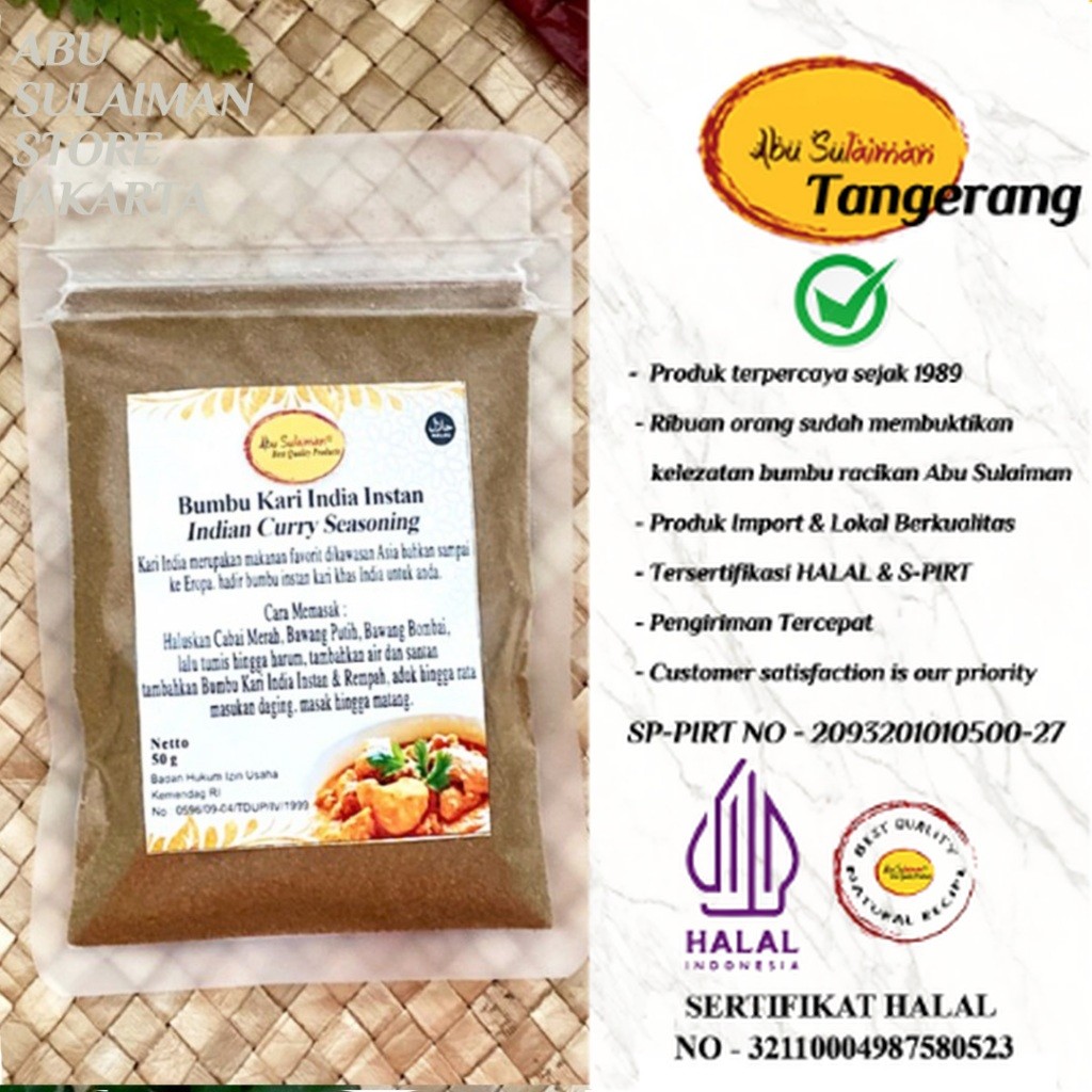 

Bumbu Kari Spesial Khas India / Indian Curry Seasoning Abu Sulaiman Tangerang