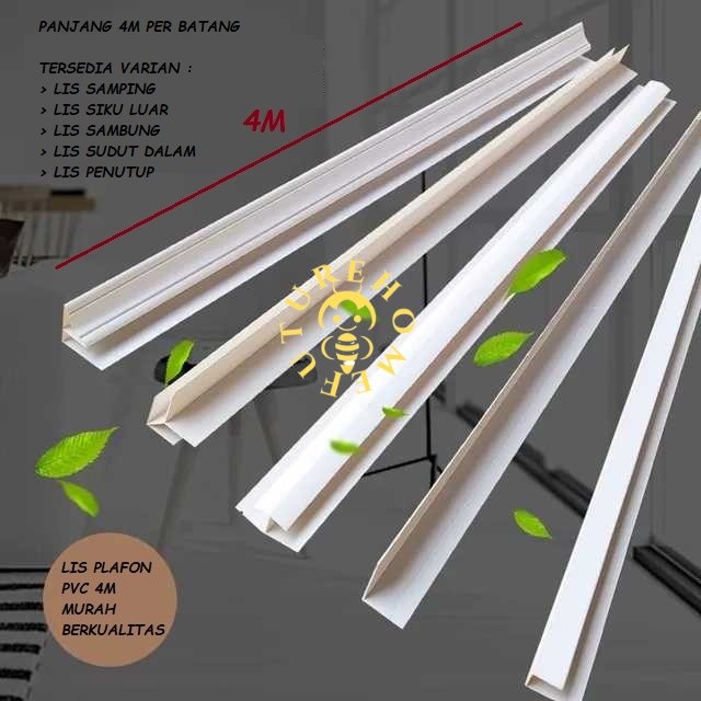 Lis Plafon PVC 4m Per Batang / Lis Samping / Lis Siku / Lis Sudut / Lis Penutup / Lis Minimalis Plaf
